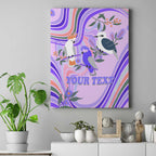 personalised-australia-hippie-christmas-canvas-wall-art-cockatoo-kookaburra-with-wattle-violet-pastel-color