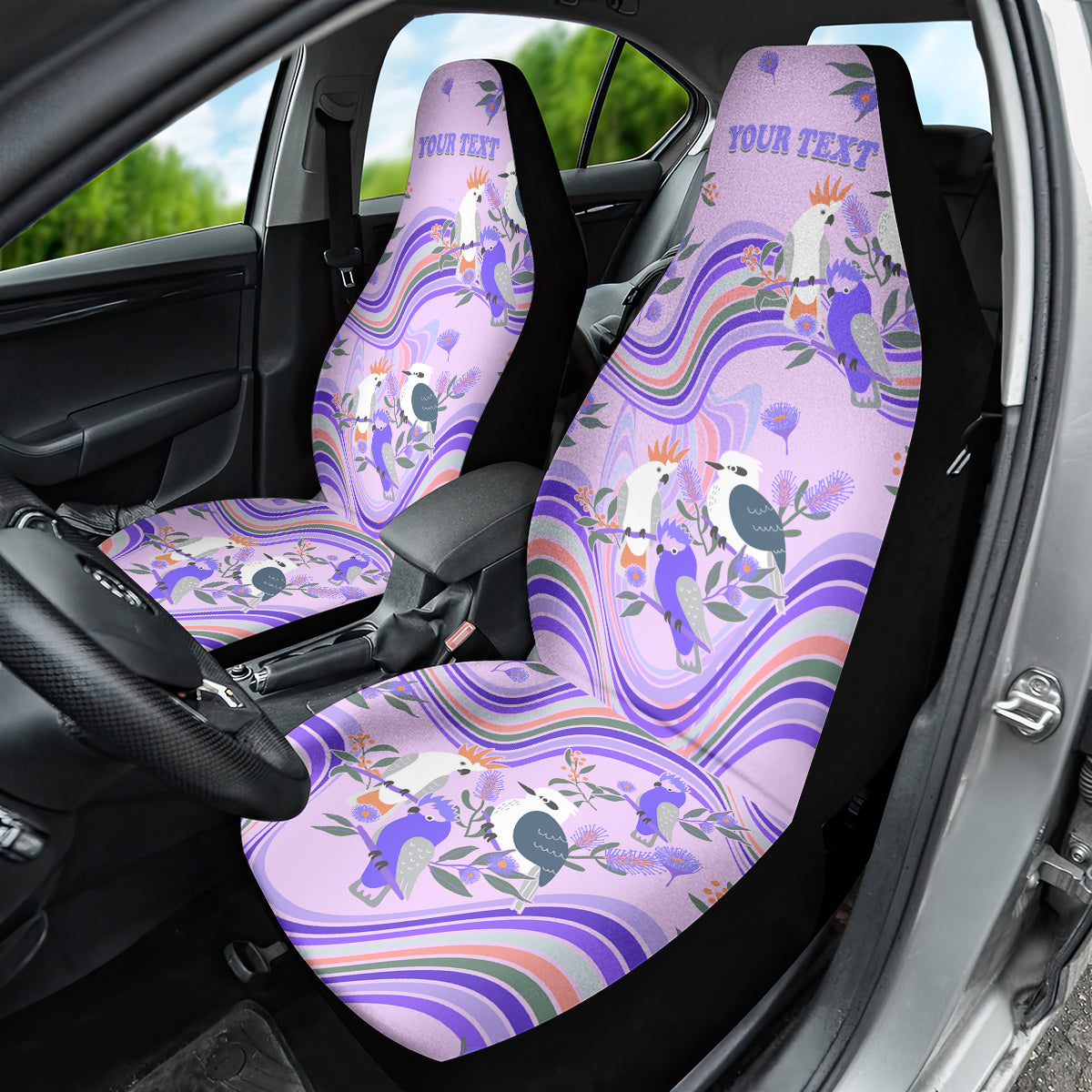 personalised-australia-hippie-christmas-car-seat-cover-cockatoo-kookaburra-with-wattle-violet-pastel-color