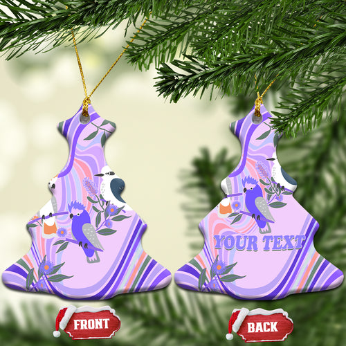 personalised-australia-hippie-christmas-ceramic-ornament-cockatoo-kookaburra-with-wattle-violet-pastel-color