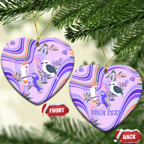 personalised-australia-hippie-christmas-ceramic-ornament-cockatoo-kookaburra-with-wattle-violet-pastel-color