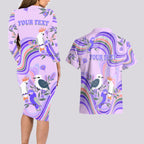 personalised-australia-hippie-christmas-couples-matching-long-sleeve-bodycon-dress-and-hawaiian-shirt-cockatoo-kookaburra-with-wattle-violet-pastel-color