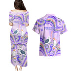 personalised-australia-hippie-christmas-couples-matching-puletasi-dress-and-hawaiian-shirt-cockatoo-kookaburra-with-wattle-violet-pastel-color