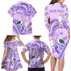 personalised-australia-hippie-christmas-family-matching-long-sleeve-bodycon-dress-and-hawaiian-shirt-cockatoo-kookaburra-with-wattle-violet-pastel-color