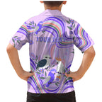 personalised-australia-hippie-christmas-family-matching-mermaid-dress-and-hawaiian-shirt-cockatoo-kookaburra-with-wattle-violet-pastel-color
