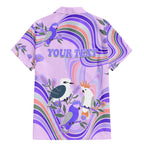 personalised-australia-hippie-christmas-family-matching-mermaid-dress-and-hawaiian-shirt-cockatoo-kookaburra-with-wattle-violet-pastel-color