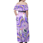 personalised-australia-hippie-christmas-family-matching-off-shoulder-maxi-dress-and-hawaiian-shirt-cockatoo-kookaburra-with-wattle-violet-pastel-color