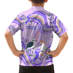 personalised-australia-hippie-christmas-family-matching-off-shoulder-short-dress-and-hawaiian-shirt-cockatoo-kookaburra-with-wattle-violet-pastel-color