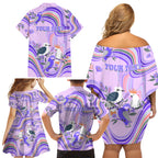 personalised-australia-hippie-christmas-family-matching-off-shoulder-short-dress-and-hawaiian-shirt-cockatoo-kookaburra-with-wattle-violet-pastel-color