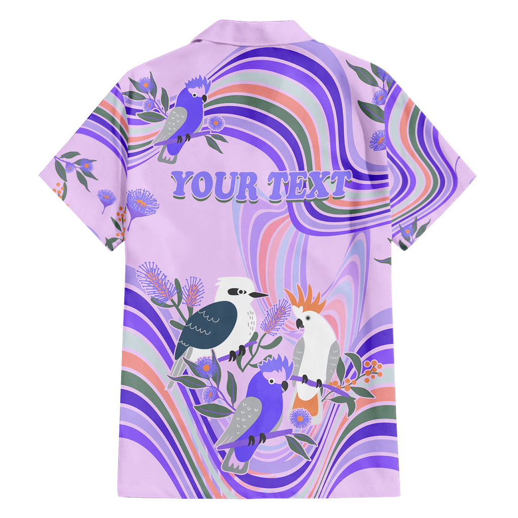 personalised-australia-hippie-christmas-family-matching-off-shoulder-short-dress-and-hawaiian-shirt-cockatoo-kookaburra-with-wattle-violet-pastel-color