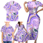 personalised-australia-hippie-christmas-family-matching-short-sleeve-bodycon-dress-and-hawaiian-shirt-cockatoo-kookaburra-with-wattle-violet-pastel-color