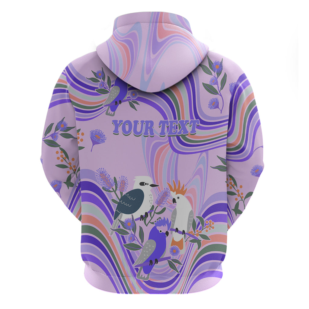 personalised-australia-hippie-christmas-hoodie-cockatoo-kookaburra-with-wattle-violet-pastel-color