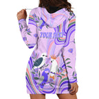 personalised-australia-hippie-christmas-hoodie-dress-cockatoo-kookaburra-with-wattle-violet-pastel-color