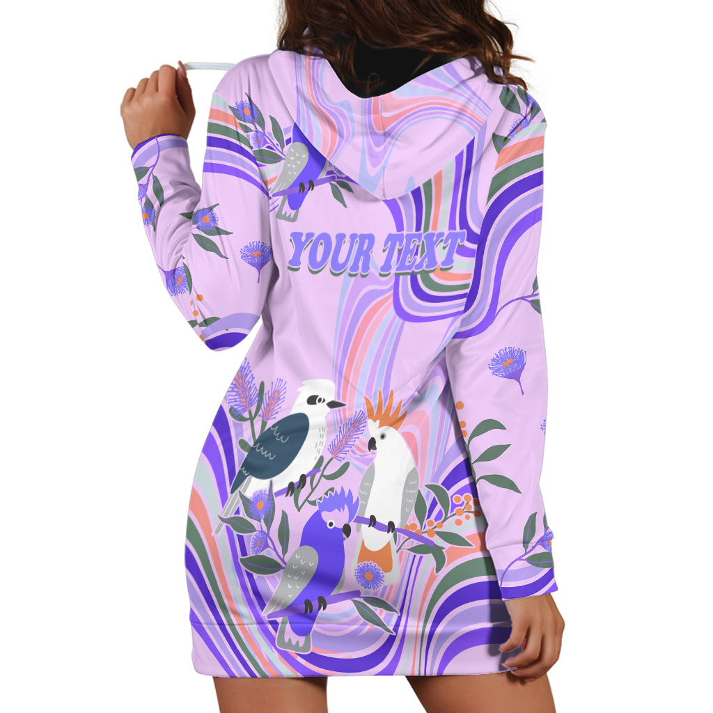 personalised-australia-hippie-christmas-hoodie-dress-cockatoo-kookaburra-with-wattle-violet-pastel-color