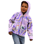 personalised-australia-hippie-christmas-kid-hoodie-cockatoo-kookaburra-with-wattle-violet-pastel-color