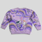 personalised-australia-hippie-christmas-kid-ugly-christmas-sweater-cockatoo-kookaburra-with-wattle-violet-pastel-color
