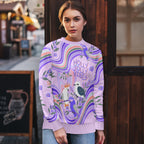 personalised-australia-hippie-christmas-ugly-christmas-sweater-cockatoo-kookaburra-with-wattle-violet-pastel-color