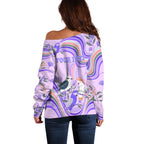 personalised-australia-hippie-christmas-off-shoulder-sweater-cockatoo-kookaburra-with-wattle-violet-pastel-color