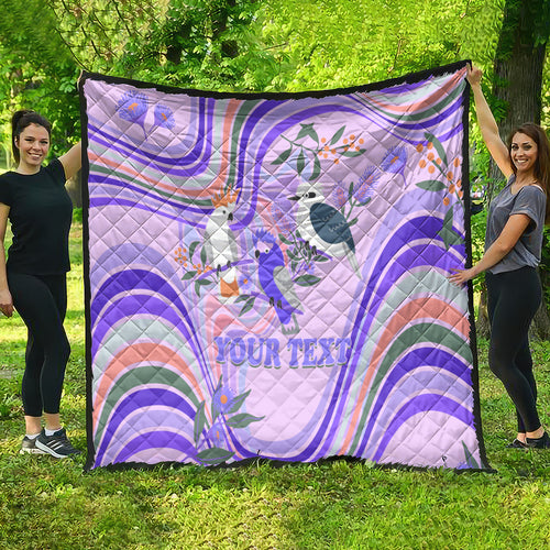 personalised-australia-hippie-christmas-quilt-cockatoo-kookaburra-with-wattle-violet-pastel-color