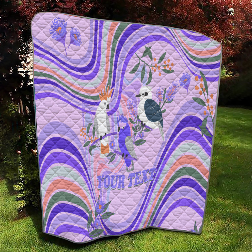 personalised-australia-hippie-christmas-quilt-cockatoo-kookaburra-with-wattle-violet-pastel-color
