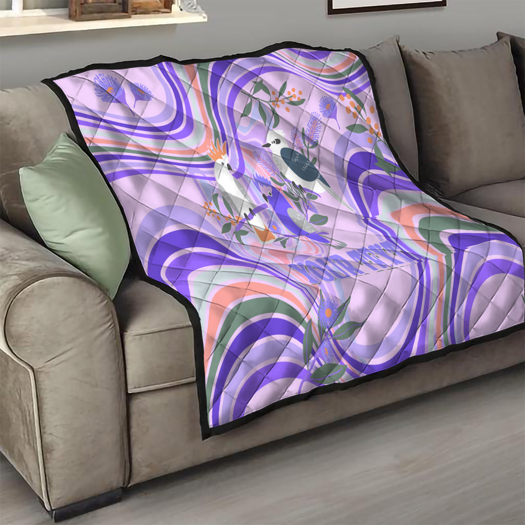 personalised-australia-hippie-christmas-quilt-cockatoo-kookaburra-with-wattle-violet-pastel-color