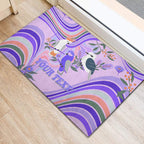 personalised-australia-hippie-christmas-rubber-doormat-cockatoo-kookaburra-with-wattle-violet-pastel-color