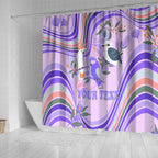 personalised-australia-hippie-christmas-shower-curtain-cockatoo-kookaburra-with-wattle-violet-pastel-color