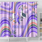 personalised-australia-hippie-christmas-shower-curtain-cockatoo-kookaburra-with-wattle-violet-pastel-color