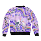 personalised-australia-hippie-christmas-sleeve-zip-bomber-jacket-cockatoo-kookaburra-with-wattle-violet-pastel-color