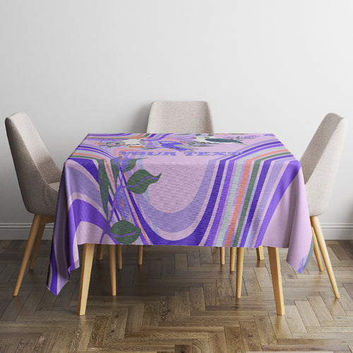 personalised-australia-hippie-christmas-tablecloth-cockatoo-kookaburra-with-wattle-violet-pastel-color
