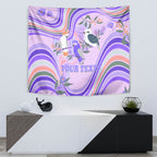 personalised-australia-hippie-christmas-tapestry-cockatoo-kookaburra-with-wattle-violet-pastel-color