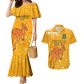 Personalised Matildas Australia Day Couples Matching Mermaid Dress and Hawaiian Shirt Proud To Be Tillies Gold Version