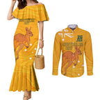 Personalised Matildas Australia Day Couples Matching Mermaid Dress and Long Sleeve Button Shirt Proud To Be Tillies Gold Version