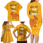 Personalised Matildas Australia Day Family Matching Long Sleeve Bodycon Dress and Hawaiian Shirt Proud To Be Tillies Gold Version