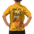 Personalised Matildas Australia Day Family Matching Off Shoulder Long Sleeve Dress and Hawaiian Shirt Proud To Be Tillies Gold Version