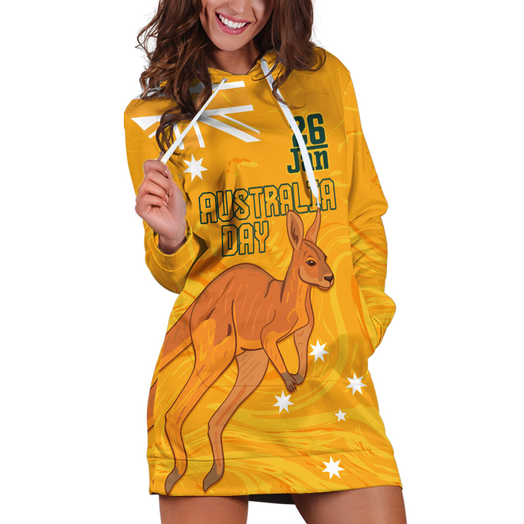Personalised Matildas Australia Day Hoodie Dress Proud To Be Tillies Gold Version