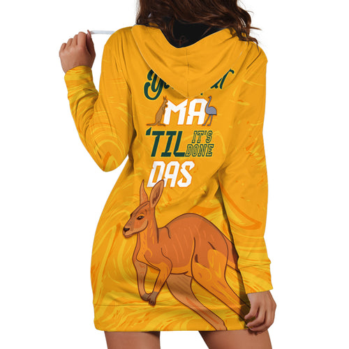 Personalised Matildas Australia Day Hoodie Dress Proud To Be Tillies Gold Version
