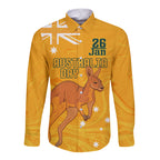 Personalised Matildas Australia Day Long Sleeve Button Shirt Proud To Be Tillies Gold Version