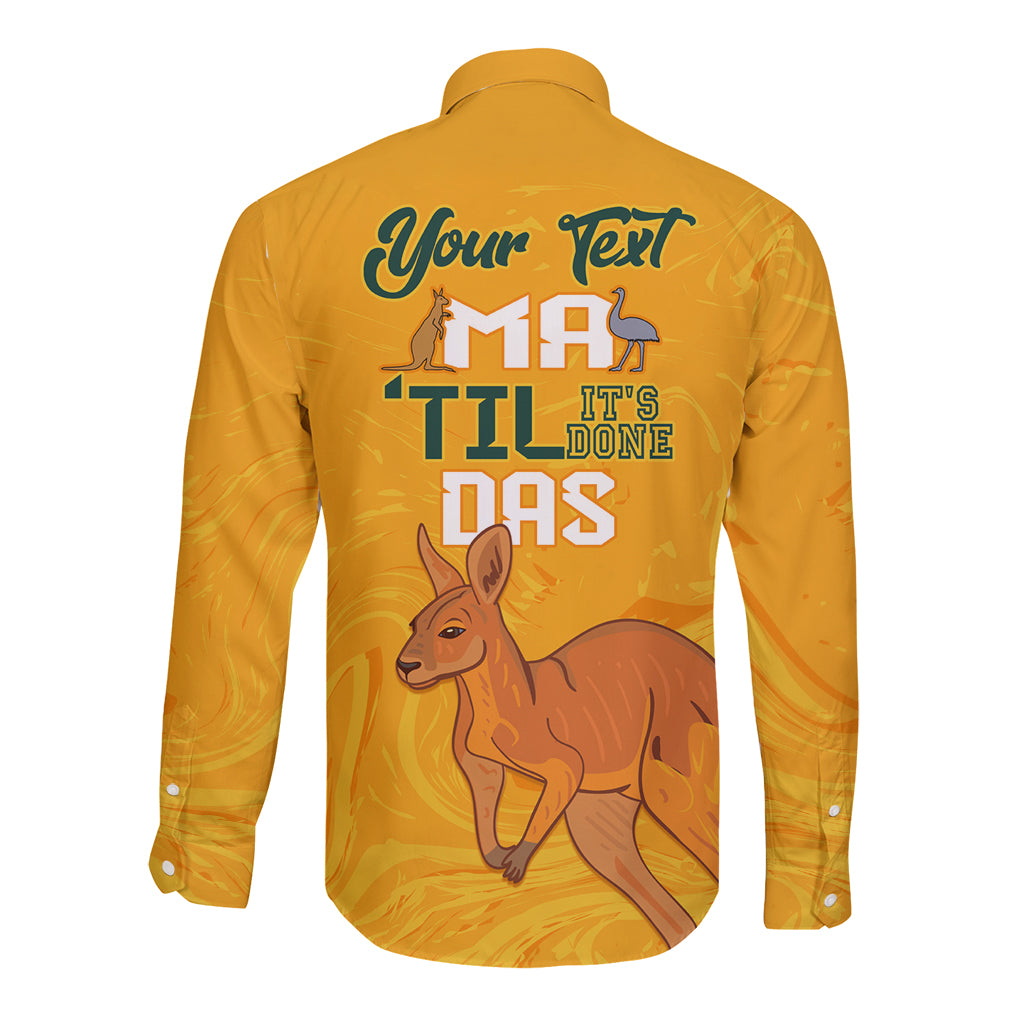 Personalised Matildas Australia Day Long Sleeve Button Shirt Proud To Be Tillies Gold Version