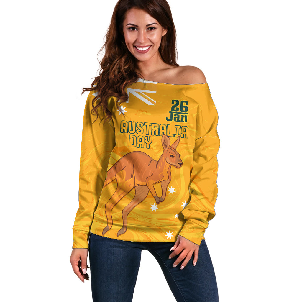 Personalised Matildas Australia Day Off Shoulder Sweater Proud To Be Tillies Gold Version