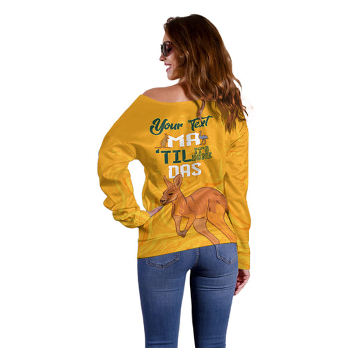 Personalised Matildas Australia Day Off Shoulder Sweater Proud To Be Tillies Gold Version