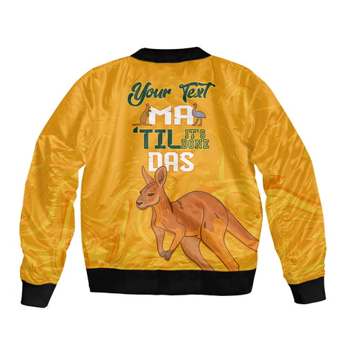 Personalised Matildas Australia Day Sleeve Zip Bomber Jacket Proud To Be Tillies Gold Version