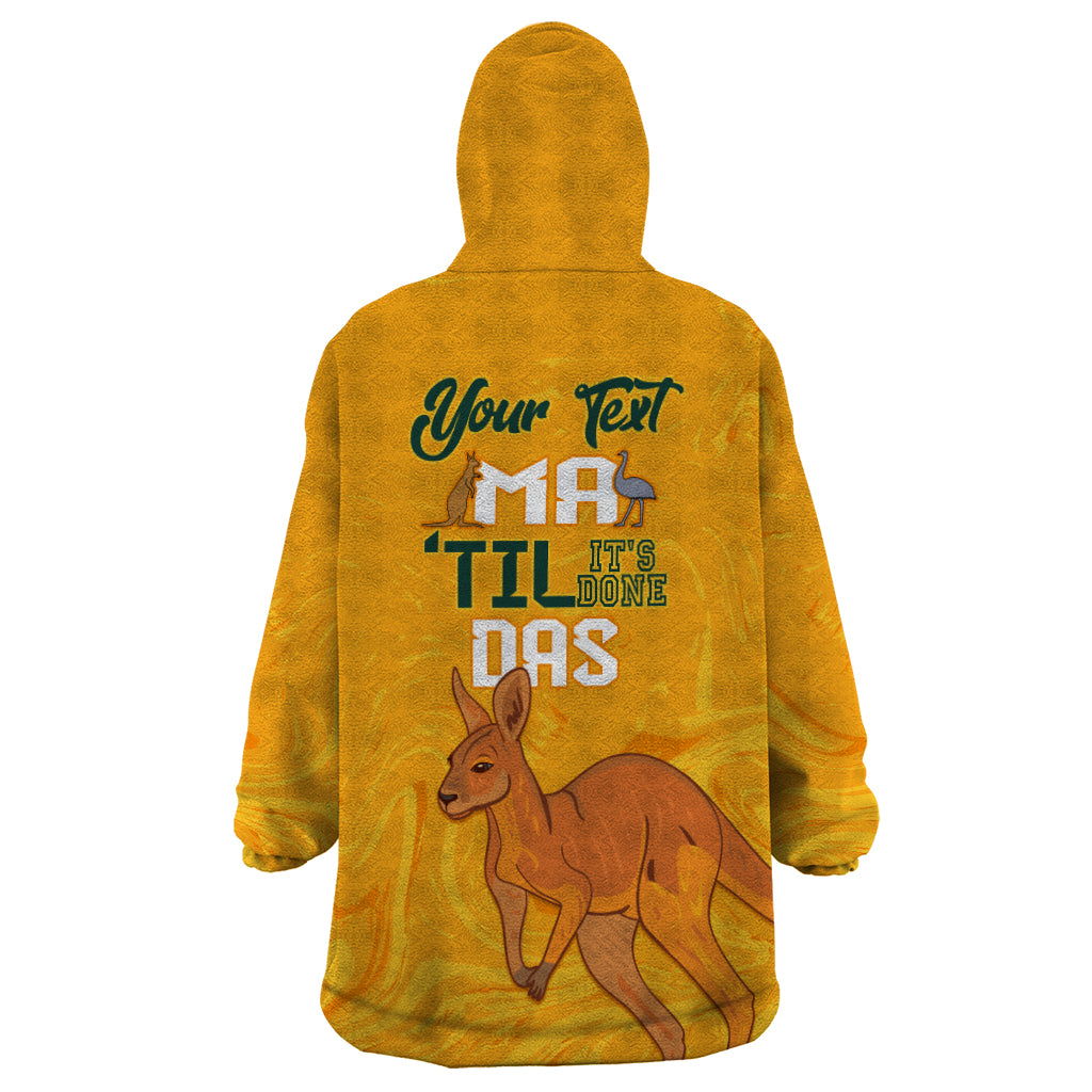 Personalised Matildas Australia Day Wearable Blanket Hoodie Proud To Be Tillies Gold Version