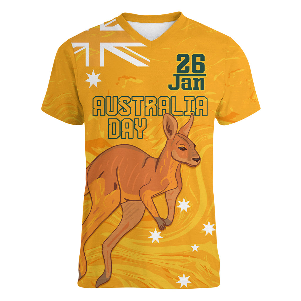 Personalised Matildas Australia Day Women V Neck T Shirt Proud To Be Tillies Gold Version