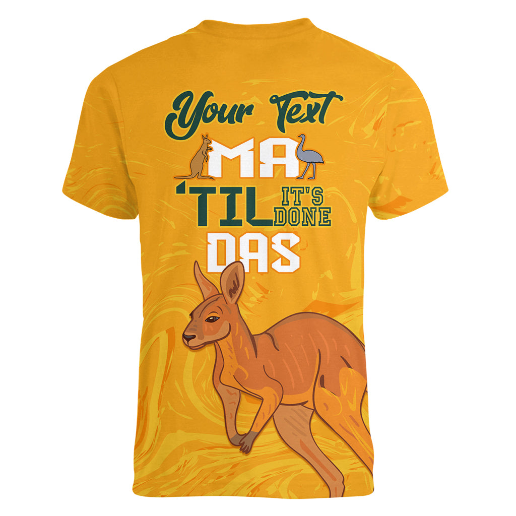 Personalised Matildas Australia Day Women V Neck T Shirt Proud To Be Tillies Gold Version