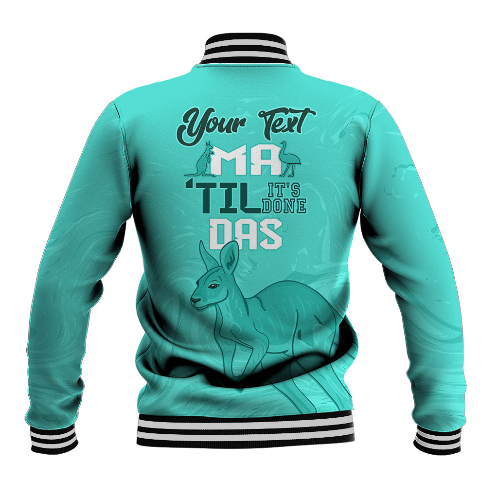 Personalised Matildas Australia Day Baseball Jacket Proud To Be Tillies Turquoise Version