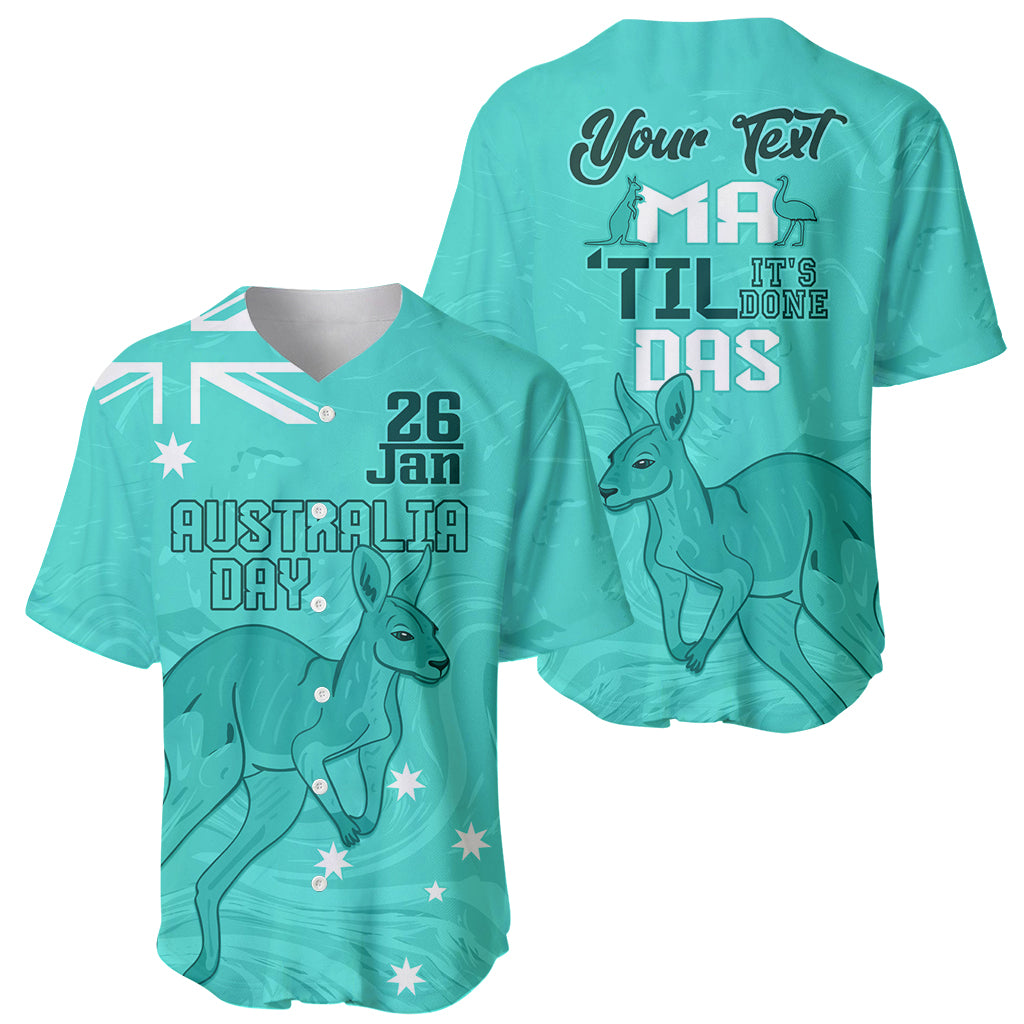 Personalised Matildas Australia Day Baseball Jersey Proud To Be Tillies Turquoise Version