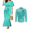 Personalised Matildas Australia Day Couples Matching Mermaid Dress and Long Sleeve Button Shirt Proud To Be Tillies Turquoise Version