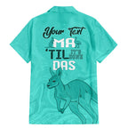 Personalised Matildas Australia Day Family Matching Mermaid Dress and Hawaiian Shirt Proud To Be Tillies Turquoise Version