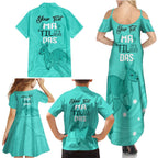 Personalised Matildas Australia Day Family Matching Summer Maxi Dress and Hawaiian Shirt Proud To Be Tillies Turquoise Version