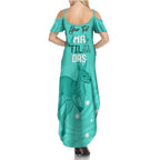 Personalised Matildas Australia Day Family Matching Summer Maxi Dress and Hawaiian Shirt Proud To Be Tillies Turquoise Version